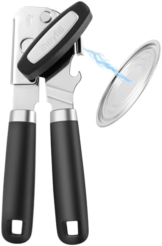 Manual Can Opener with Magnet Lid Lifter,Heavy Duty Handheld Tin Opener and Bottle Opener for Seniors with Smooth Edge Cut,Sharp Cutting Blade, Easy Turn Knob