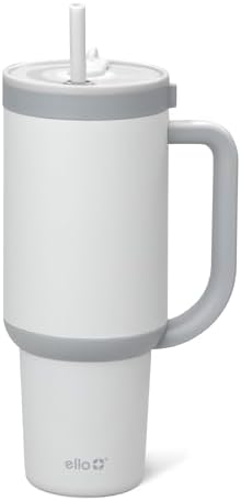 Ello Oasis 40oz Insulated Stainless Steel Tumbler with Straw, Grayscale