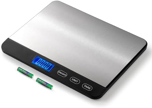 Food Scale 44lb/20kg, Extra-Large Platform Digital Kitchen Scale, 1g/0.1oz High Precision, Stainless Steel/Tempered Glass, Weight Grams and oz for Cooking Baking Meal Prep, 2 Batteries Included