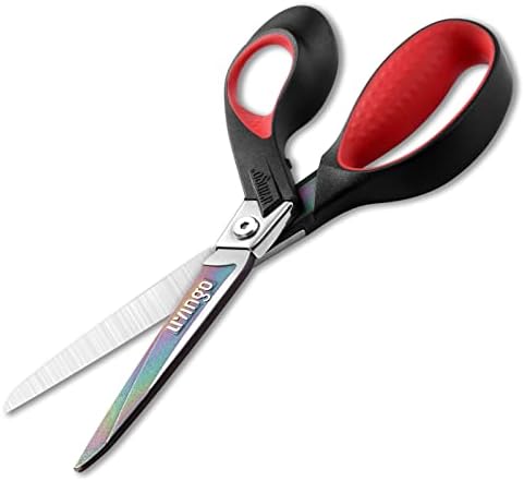 LIVINGO 9" Heavy Duty Titanium Coated Stainless Steel Scissors, (Red/Black)