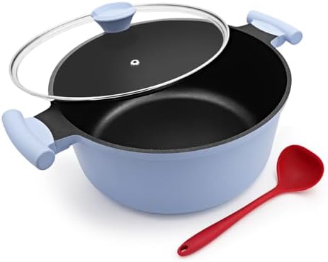 5 Qt Nonstick Stock Pot with Lid, Soup Pot with Stay-Cool Handle, Blue