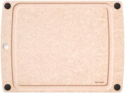 Epicurean All-In-One Cutting Board with Non-Slip Feet and Juice Groove, 17.5" × 13", Natural/Black