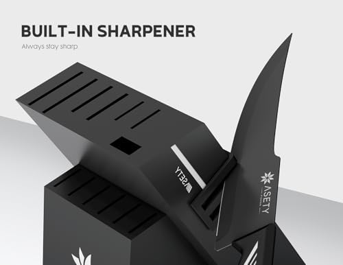 ASETY Kitchen Knife Set, 15 PCS Knife Block Set, Dishwasher Safe, White