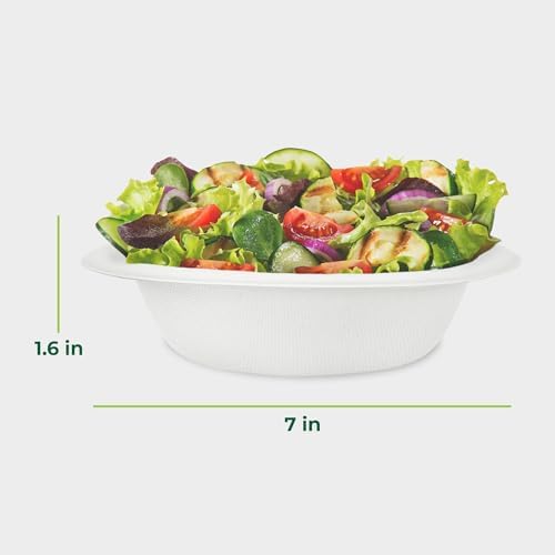 Freshware Paper Bowls - Disposable 16 oz. Soup Bowl, 1000 Pack Biodegradable Sugarcane Fiber Serving Bowls - Heavy Duty Bagasse for Hot Food Plates - Microwave & Freezer Safe, Stackable Dinnerware