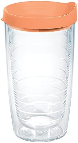 Tervis Clear & Colorful Lidded Made in USA Double Walled Insulated Tumbler Travel Cup Keeps Drinks Cold & Hot, 16oz, Citrus Sunrise Lid
