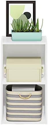 Furinno PASIR Book Shelf, 2-Tier Modern Bookshelf, Open Shelves Bookcase 9 x 12 x 21, Easy Assembly, for Living Room, Bedroom, Home Office, White