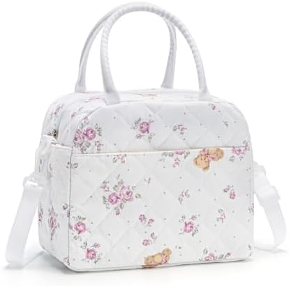 MEXS Lunch Bag for Women Reusable Lunch Box Quilted Puffer Large Capacity Insulated Cooler Tote Bags Work Travel Picnic