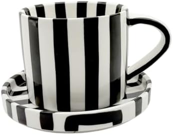 8 Oz Ceramic Coffee Mug Espresso Cups with Saucer Mug And Saucer Set Cup And Saucer Coffee Cups with Saucers Coffee Cups And Saucers,Black