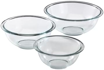 Pyrex Essentials (3-Piece) Glass Mixing Bowls Set for Prepping and Baking