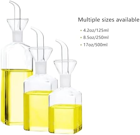 LandHope Oil Bottle Glass Olive Oil Dispenser Bottle Glass Cooking Oil Vinegar Measuring Dispenser With Spout for Kitchen and BBQ (250ml/8.54oz)