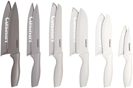 Cuisinart Advantage 12-Piece Kitchen Knife Set, Professional-Quality Nonstick Coated Stainless Steel Knives with Covers, Nonstick Color Coating for Easy Slicing, Ergonomic Handles, G1022-12N