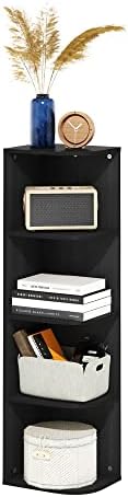 Furinno Pasir 4-Tier Corner Open Shelf Bookcase, Blackwood