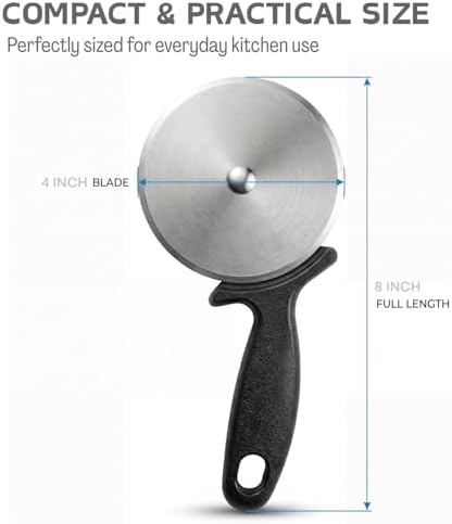 4 Inch Stainless Steel Pizza Cutter Wheel, Non Slip Handle Kitchen Slicer Tool