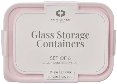 Glass Food Storage Containers with Lids — 6 Piece — 26.5 oz & 40.57 oz Glass with BPA-Free Leak Resistant Stackable Lids — Microwave, Oven & Dishwasher Safe — Ideal for Meal Prep & More Berry Blush