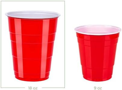 Amazon Basics Sturdy Disposable Plastic Party Cups for Cold Drinks, Red, 18oz, 50 Count, BPA-Free (Pack of 2)