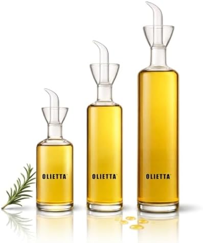 Olive Oil Dispenser Bottle Set 17, 8.5, 4.2 fl oz - Borosilicate Glass