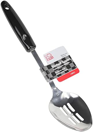 Chef Craft Select Slotted Spoon, 12.75 inches, Stainless Steel/Black (Pack of 2)