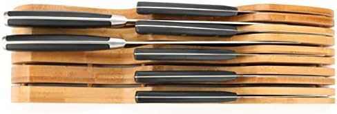 Bamboo Knife Block Holder, 9 Knives Dock, In-Drawer Knife Drawer Organizer