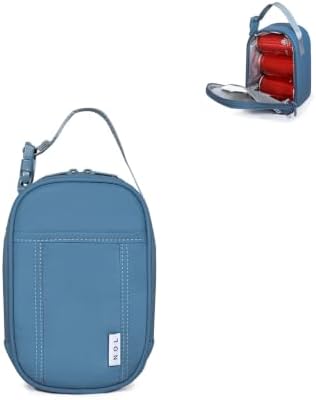 NOL Small Insulated Snack Bag Mini Freezable Cooler Pouch 3L fit 3 Cans | Wide-Mouth 6hours Cool & Warm Lightweight Leakproof Nylon Box for Work Travel (Dusty blue)