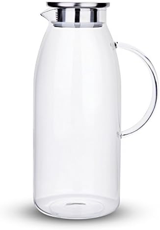 Purefold 100 Ounces Large Glass Pitcher with Lid, Hot/Cold Water Glass Jug