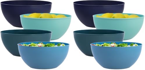 US Acrylic Vista Durable Plastic Salad and Serving 10-inch Bowls | Set of 4 in Coastal Colors | Reusable, BPA-free, Made in the USA | 135 oz. capacity (Pack of 2)