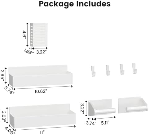 Mystozer Magnetic Spice Rack for Refrigerator White, 4 Pack