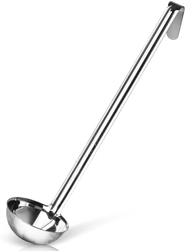 Stainless Steel Soup Ladle, 4 oz Metal Serving Spoon, Heat Resistant