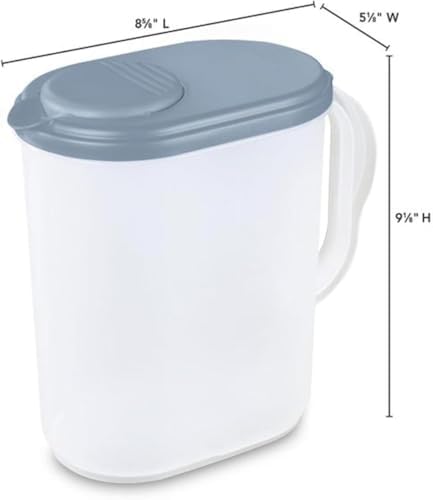 2-Pack Water Pitcher with Lid & Pivot Top Spout 1 Gallon Pitcher - Gray