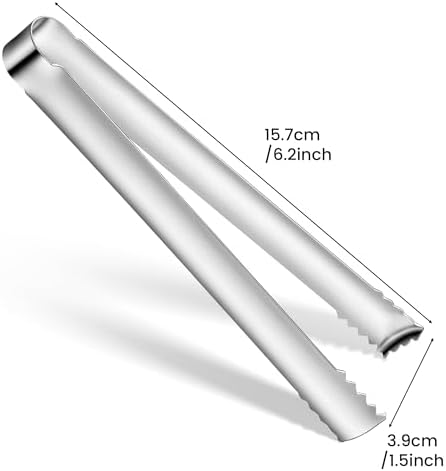 2PCS Ice Tongs with Teeth, Stainless Steel Cocktail Tongs, Ice Bucket Tongs