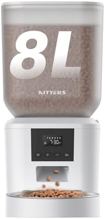 Automatic Cat Feeder - 8L/34 Cups Large Capacity Automatic Dog Food Dispenser with LCD Screen, Large Food Tray, Battery Operated, Timed Cat Feeder, Up to 50 Portions 6 Meals Per Day, Keeps Fresh