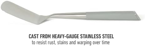 Calphalon Edge Solid Turner, Cooking Spatula, Kitchen, Stainless Steel with Silicone Heat Resistance Handle, Nonstick-Safe Spatula with Ergonomic Handle (Taupe), Turner (Pack of 4)