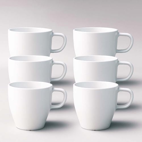 6-Pack 10 oz High-Heat Polypropylene Coffee Mugs, Lightweight Shatter-Resistant Reusable Plastic Cups for Kids, RV, Camping and Everyday Use, White