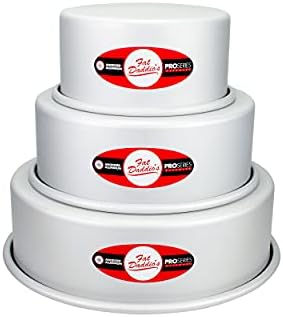 Fat Daddio's Anodized Aluminum 3-Tiered Round Cake Pan Set 3 Inch Depth, 4", 6", 8"