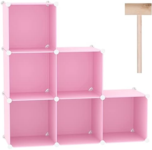 C&AHOME 6-Cube Storage Organizer Cube Shelf Closet Storage Bookcase, Pink