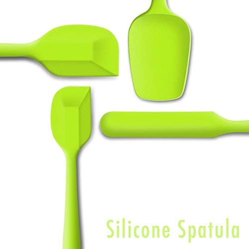 4-Piece Silicone Spatula Set with Stainless Steel Core, Green