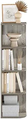 Furinno Pasir 4-Tier Corner Open Shelf Bookcase, French Oak