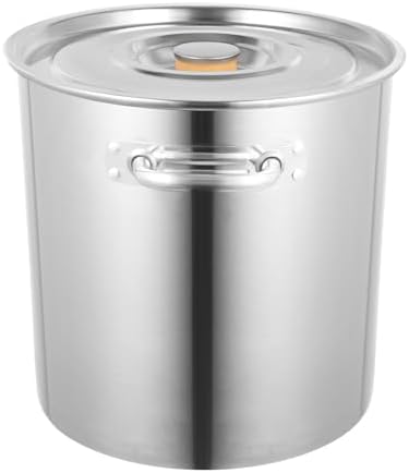 35L/30Qt Stainless Steel Stockpot, Cooking Pots Heavy Duty Commercial Grade Stock Pot Cookware Sauce Pot Portable Cookware Container with Lid and 2 Handle for Hotels Restaurants Kitchens