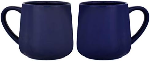 Bosmarlin Glossy Ceramic Coffee Mugs Set of 2, Tea Cup for Office and Home, 18 oz, Suitable for Dishwasher and Microwave(Royal Blue, 2)