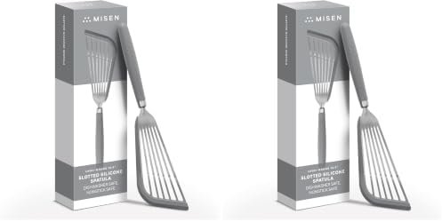 Misen Fish Silicone Spatula - Slotted Turner for Cooking - Perfect for Frying - Heat Resistant - Dishwasher Safe -1mm Thick Flexible Flipper - Soft Silicone Grip Handle for Easy Use (Pack of 2)