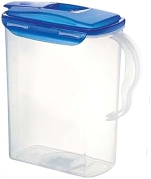 LocknLock Aqua Fridge Door Water Jug with Handle BPA Free Plastic Pitcher with Flip Top Lid Perfect for Making Teas and Juices, 3 Quarts, Blue