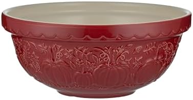 Mason Cash In the Pumpkin Patch S18 Mixing Bowl, Cranberry, Stoneware, 2.85 Qt, Embossed Pumpkin Design