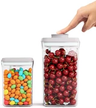 Airtight Food Storage Containers, 2.0 Qt & 0.9 Qt, One-Touch Pantry Set