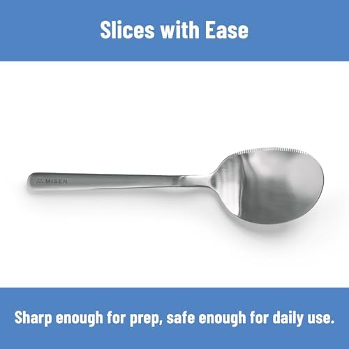 Misen Serrated Chef Spoon – Stainless Steel Multipurpose Cooking Spoon with Cutting Edge for Slicing Avocados Scooping Casseroles Breaking Ground Meat and Serving at the Table