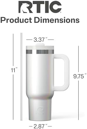RTIC 30oz Road Trip Tumbler, Insulated, Ceramic Lined, White Glitter