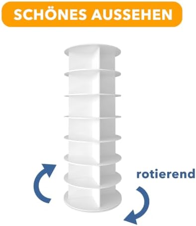 SpaceAid 7 Tier Rotating Shoe Rack Tower, Spinning Shoe Display Lazy Susan, Revolving 360 Shoe Rack Storage Round Carousel, Vertical Handbag Rotate Shoes Closet Organization (7-Tier White)