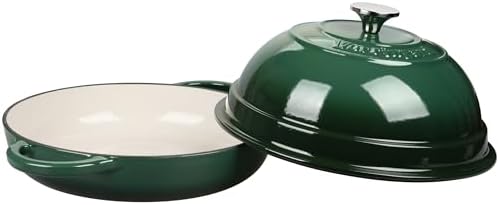VORRINGARD Cast Iron Enameled Dutch Oven Pot with Lid for Bread Baking, Bread Oven, 6 Quart, Dark Green