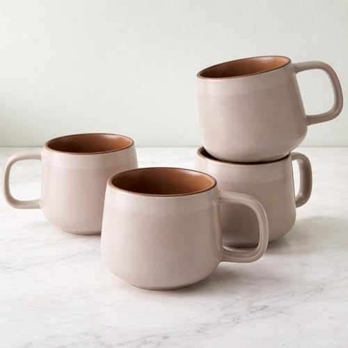Ava Nord Small Stoneware Ceramic Coffee Mugs Set of 4-6 oz - Rose Sand