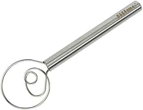 Jillmo Danish Dough Whisk, 12 Inch Stainless Steel Bread Whisk