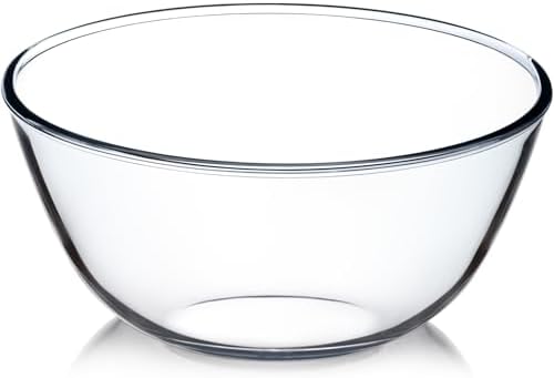 NUTRIUPS 4.5QT Large Glass Mixing Bowl, Big Clear Salad Bowls