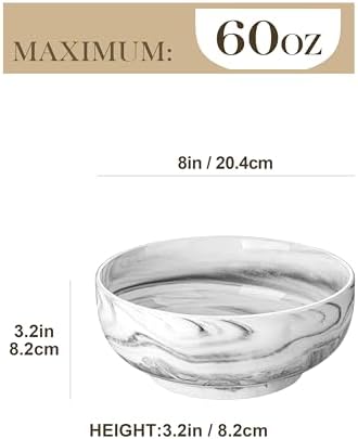 MALACASA Large Serving Bowls, 60 OZ (8") Ceramic Salad Bowls Set of 2